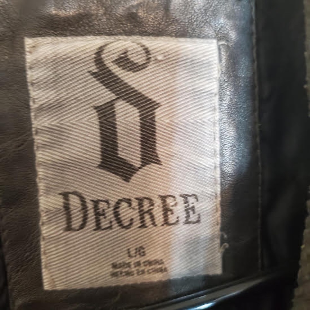 Vintage Mens Decree Faux Leather Distressed Bomber Jacket. Size Large. - Picture 4 of 11